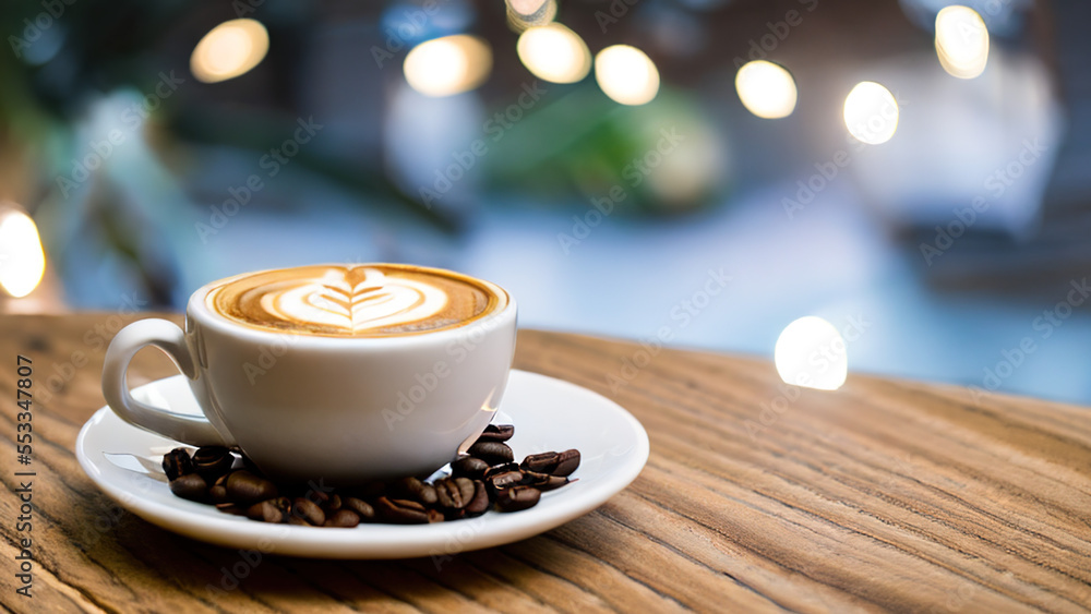 a cup of coffee on a table with relaxing dim light background, Generative AI a cup of coffee on a table with relaxing dim light background, Generative AI