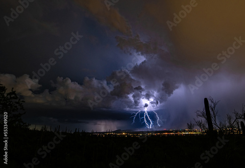 Night time lightning storm over Tucson, Arizona