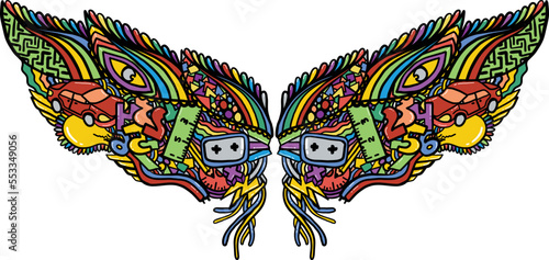 Modern and colorful abstract wings, interactive, learn background mural, for print, wallpaper, banner, poster, etc