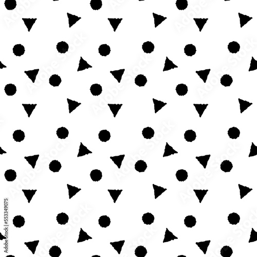三角と丸のやさしいイメージの背景素材　シームレスパターン
