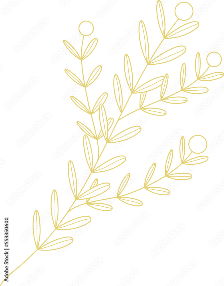 Fototapeta premium Gold leaf branch line art