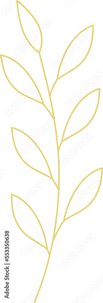 Naklejka premium Gold leaf branch line art