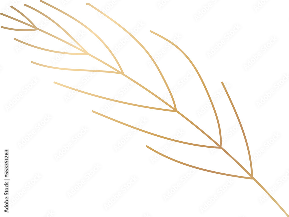 Obraz premium Gold pine leaf branch line art