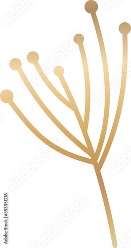 Gold pine leaf branch line art © TWINS DESIGN STUDIO