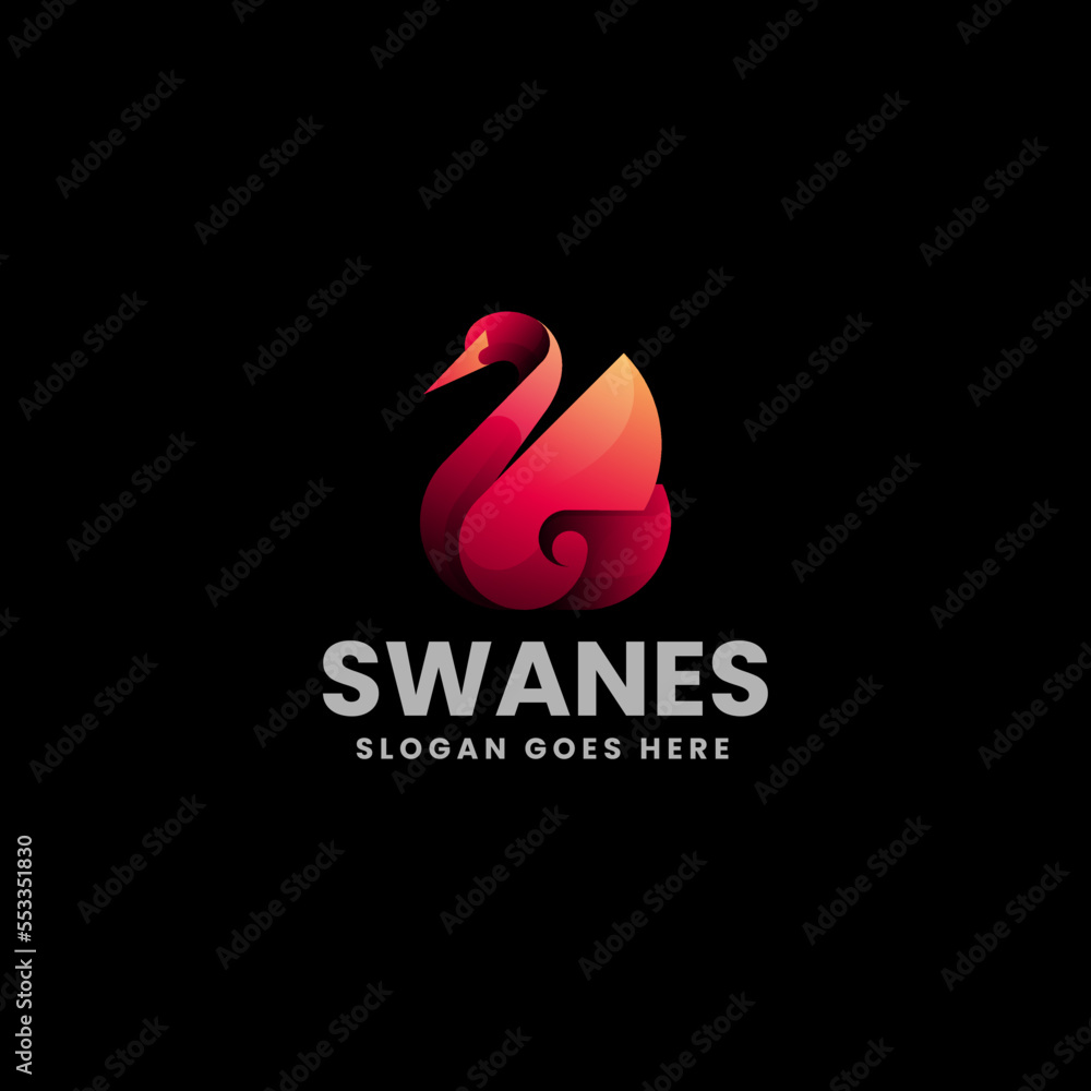 Vector Logo Illustration Swan Gradient Colorful Style