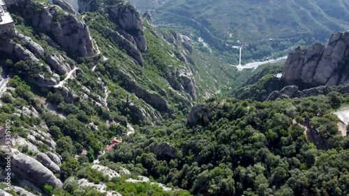 Wallpaper Mural Arial view from Montserrat in Spain blue sky with foggy mountains in the distant background Torontodigital.ca