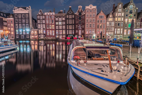 Photography Amsterdam Netherlands canals with lights during the evening in December during w