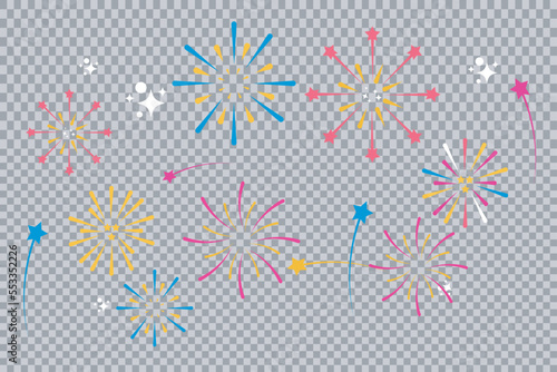 Bright Colorful Fireworks on transparent background