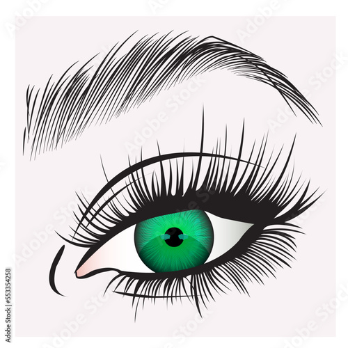 Eye with green with Eyelash