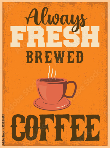 Coffee shop advertisement retro promo poster vector template