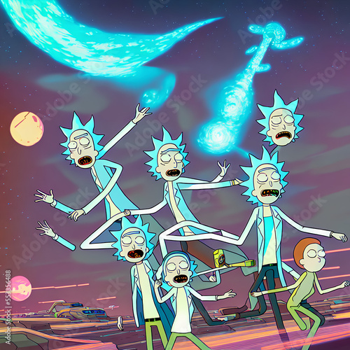 Fototapeta Rick and Morty Going On an Epic Adventure By AI