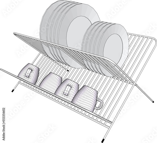 dishwasher rack with white background