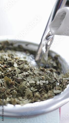 Preparation of Argentine mate. Concept of traditional beverages.