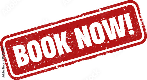 Book now rubber stamp. Book now Stamp vintage old red color texture frame