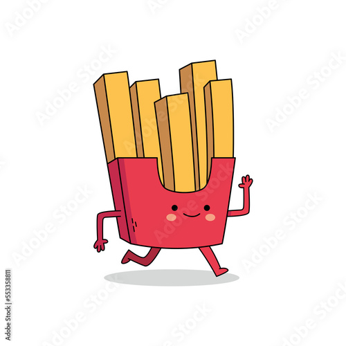 Cute fries cartoon character running