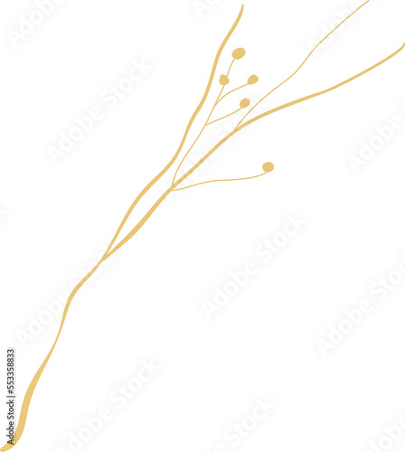 Gold hand drawn wild grass illustration