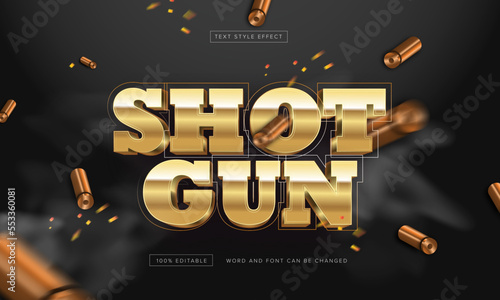Gold shot gun with bullet text effect editable free download