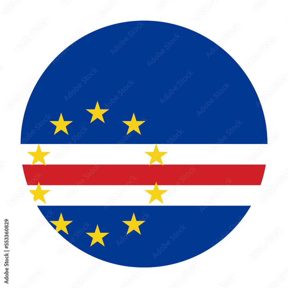Obraz premium Cape Verde Flat Rounded Flag with Transparent Background