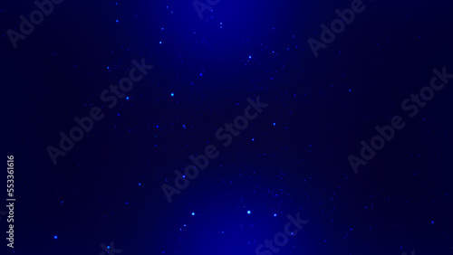 Abstract wave of dots and bokeh. Beautiful blue background of moving particles. Abstract shiny light and glitter with defocused background.