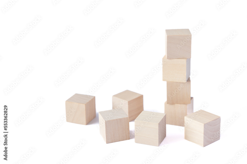 wooden cube toy for the child. concept about education, business, play, strategy, success.