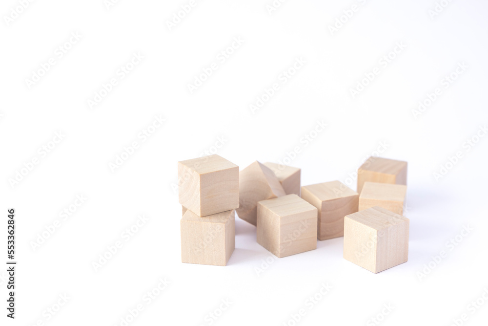 wooden cube toy for the child. concept about education, business, play, strategy, success.