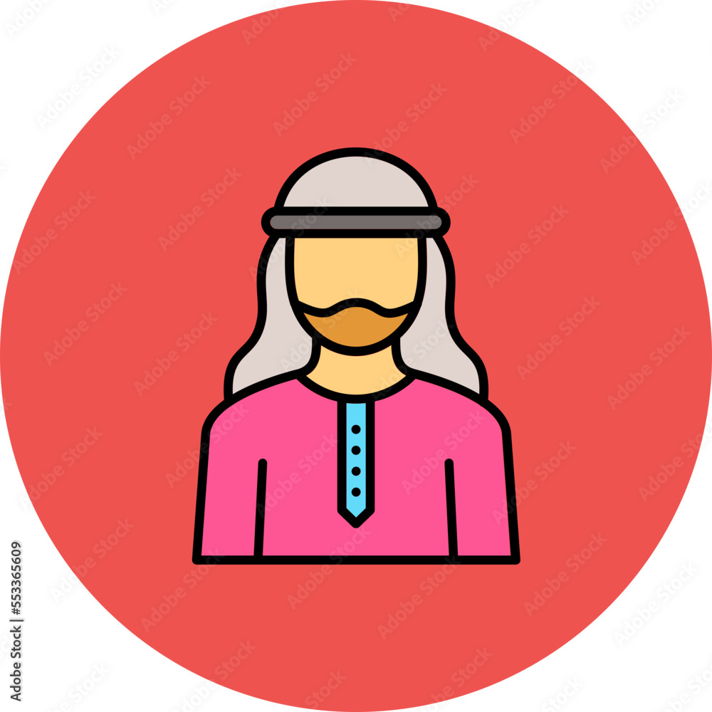 Arab Man Multicolor Circle Filled Line Icon Arab Man Multicolor Circle Filled Line Icon