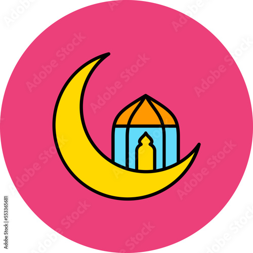 Moon Multicolor Circle Filled Line Icon