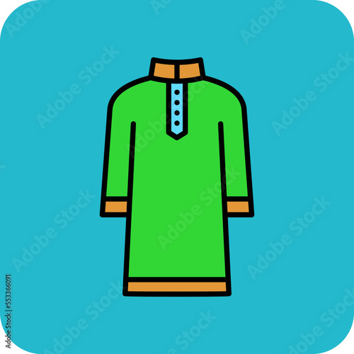 Kurta Multicolor Round Corner Filled Line Icon