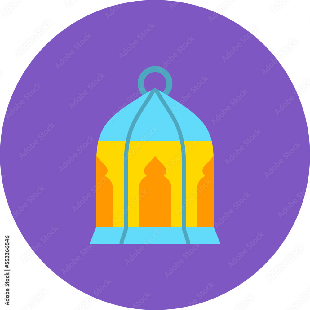 Lantern Multicolor Circle Flat Icon