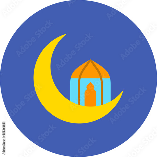 Moon Multicolor Circle Flat Icon