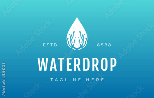 Seaweed Essence Water Drops Logo Design Template