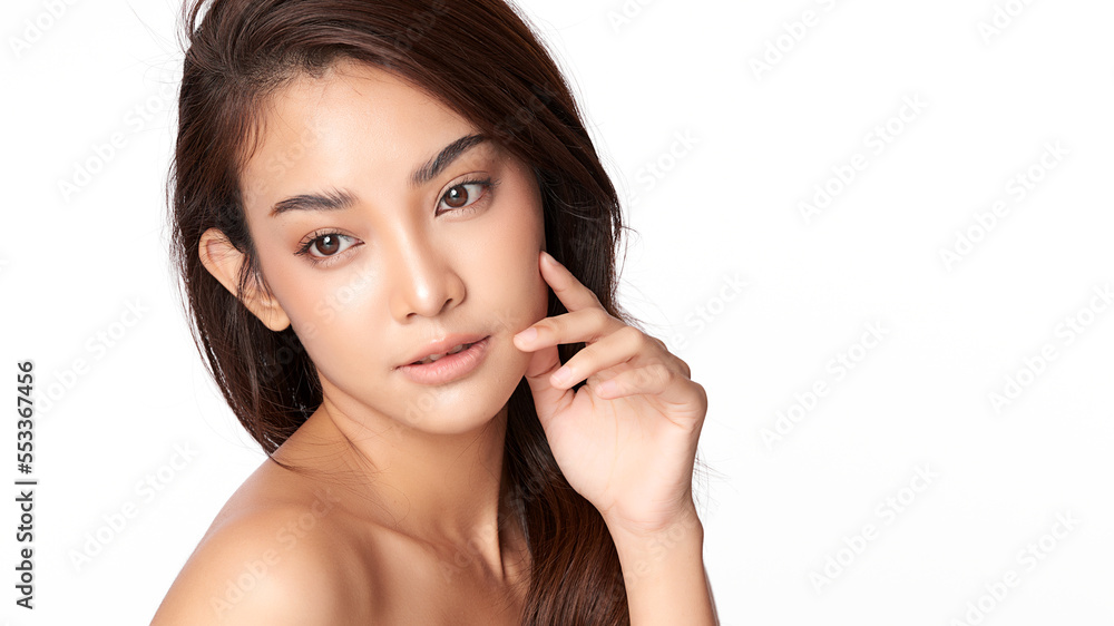 Beautiful young asian woman with clean fresh skin on white background, Face care, Facial treatment, Cosmetology, beauty and spa, Asian women portrait. Beautiful young asian woman with clean fresh skin on white background, Face care, Facial treatment, Cosmetology, beauty and spa, Asian women portrait.
