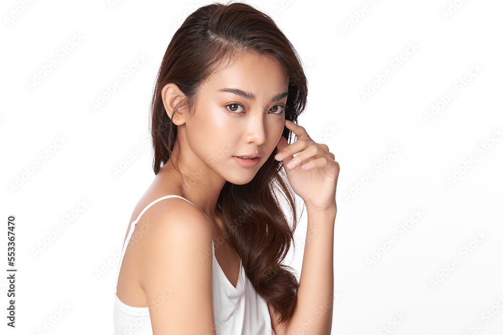 Beautiful young asian woman with clean fresh skin on white background, Face care, Facial treatment, Cosmetology, beauty and spa, Asian women portrait. Beautiful young asian woman with clean fresh skin on white background, Face care, Facial treatment, Cosmetology, beauty and spa, Asian women portrait.