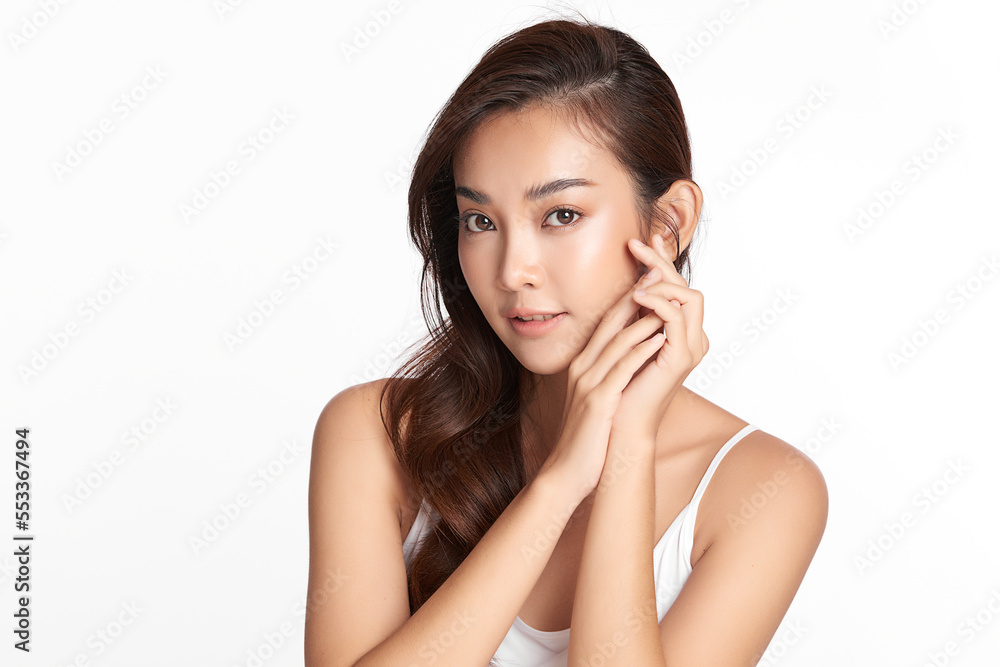 Beautiful young asian woman with clean fresh skin on white background, Face care, Facial treatment, Cosmetology, beauty and spa, Asian women portrait. Beautiful young asian woman with clean fresh skin on white background, Face care, Facial treatment, Cosmetology, beauty and spa, Asian women portrait.