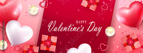 Holiday card, Valentine's day, gift boxes with a bow