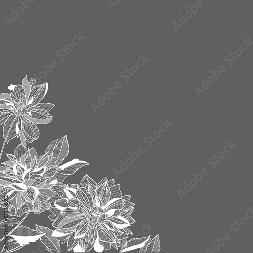 Wallpaper Mural lace dahlias flowers and foliage. Vector illustration, bouquet. Torontodigital.ca