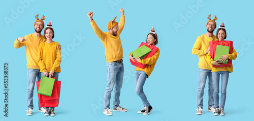 Set of happy young couple w...