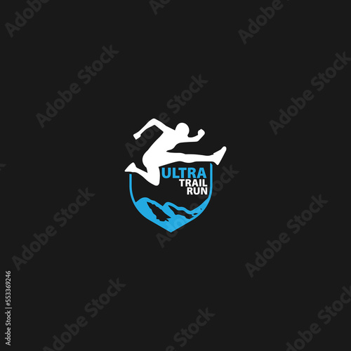 Ultra Trail running logo vector illustration on white background