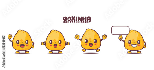 Coxinha cartoon mascot. Brazilian food vector illustration