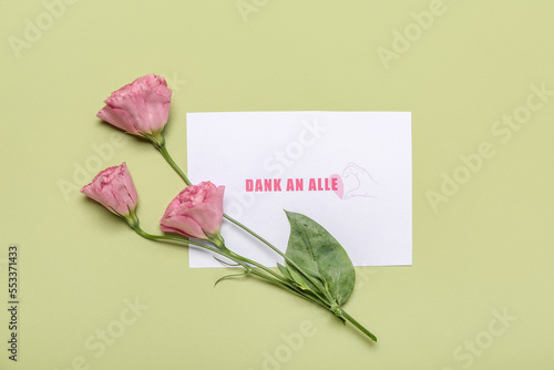 Card with text DANK AN ALLE...