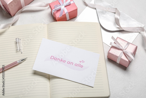 Card with text DANKE AN ALL...