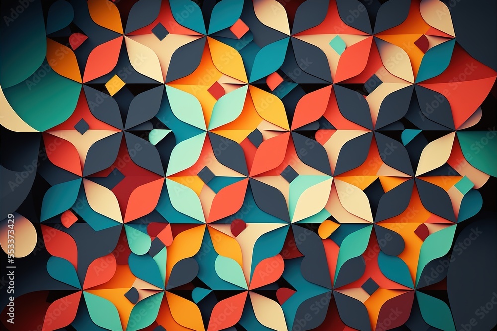  a colorful abstract background with a lot of shapes and colors on it's surface. generative ai - obrazy, fototapety, plakaty 