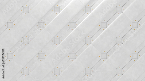 Sci-fi Style Plastic Tiled Background With Golden Screws (3D Illustration)