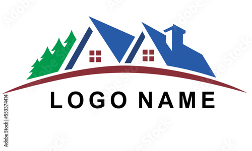 Real Estate logo, Builder logo, Construction logo Color blue design template vector illustration