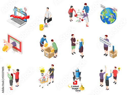 Business people character set. Person in suit doing different activities. Office presentation and finance operation. Vector illustration in cartoon style