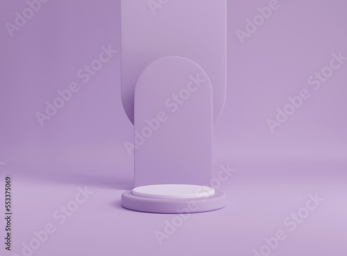 3D background scene with podium. Minimal product display mockup with geometric shape object. 3D rendering. © 7AM