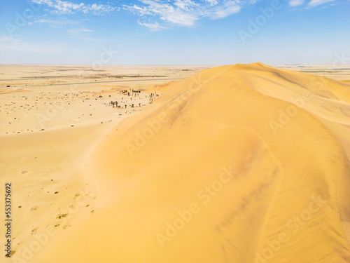 Namibia Desert. Aerial View Sand Dunes near Walvis Bay and Swakopmund. Skeleton Coast. Namibia. Africa.