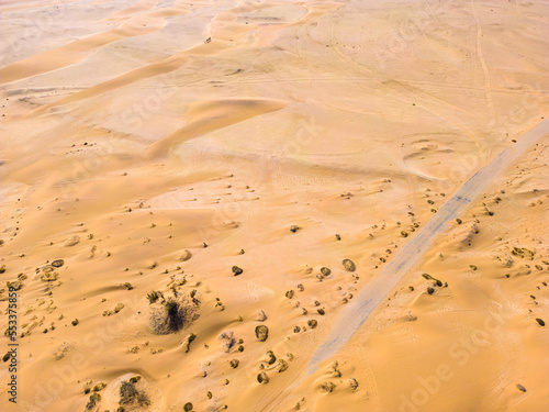 Namibia Desert. Aerial View Sand Dunes near Walvis Bay and Swakopmund. Skeleton Coast. Namibia. Africa.