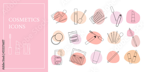 A large Set of decorative cosmetics icons with colored spots