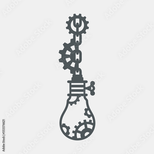 Steampunk Lamp bulb Gear vintage vector illustration cut